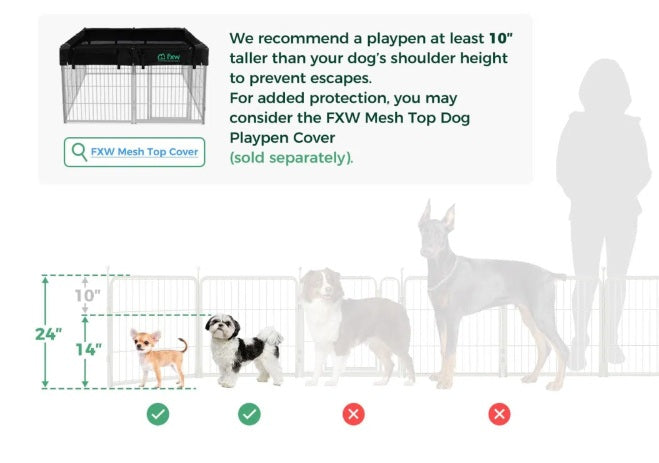 Rollick Dog Playpen, Indoor, Yard & RV Camping, 24"*24", 16 Panels, White