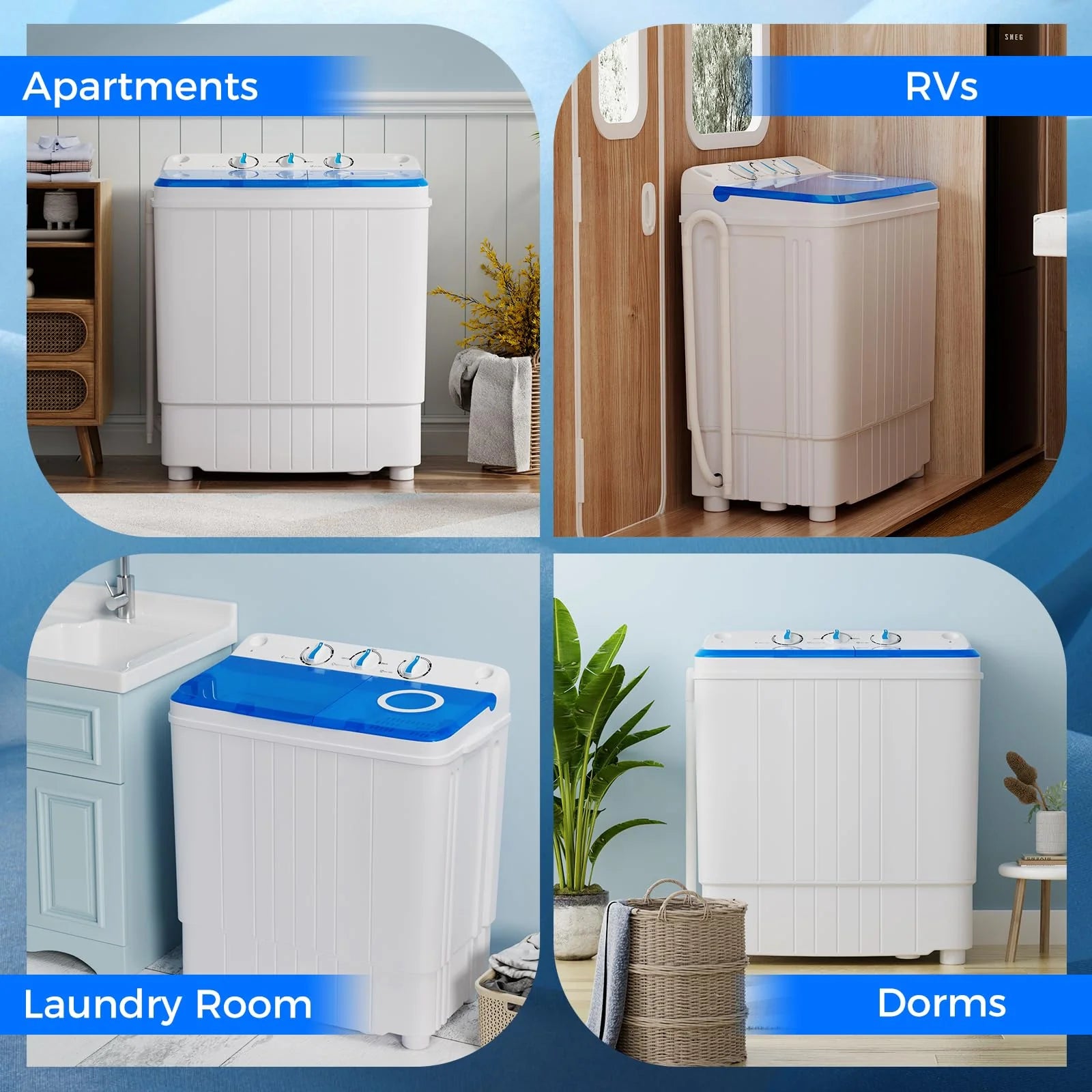17.6 lbs Portable Washing Machine FP11024US-DK, Grey