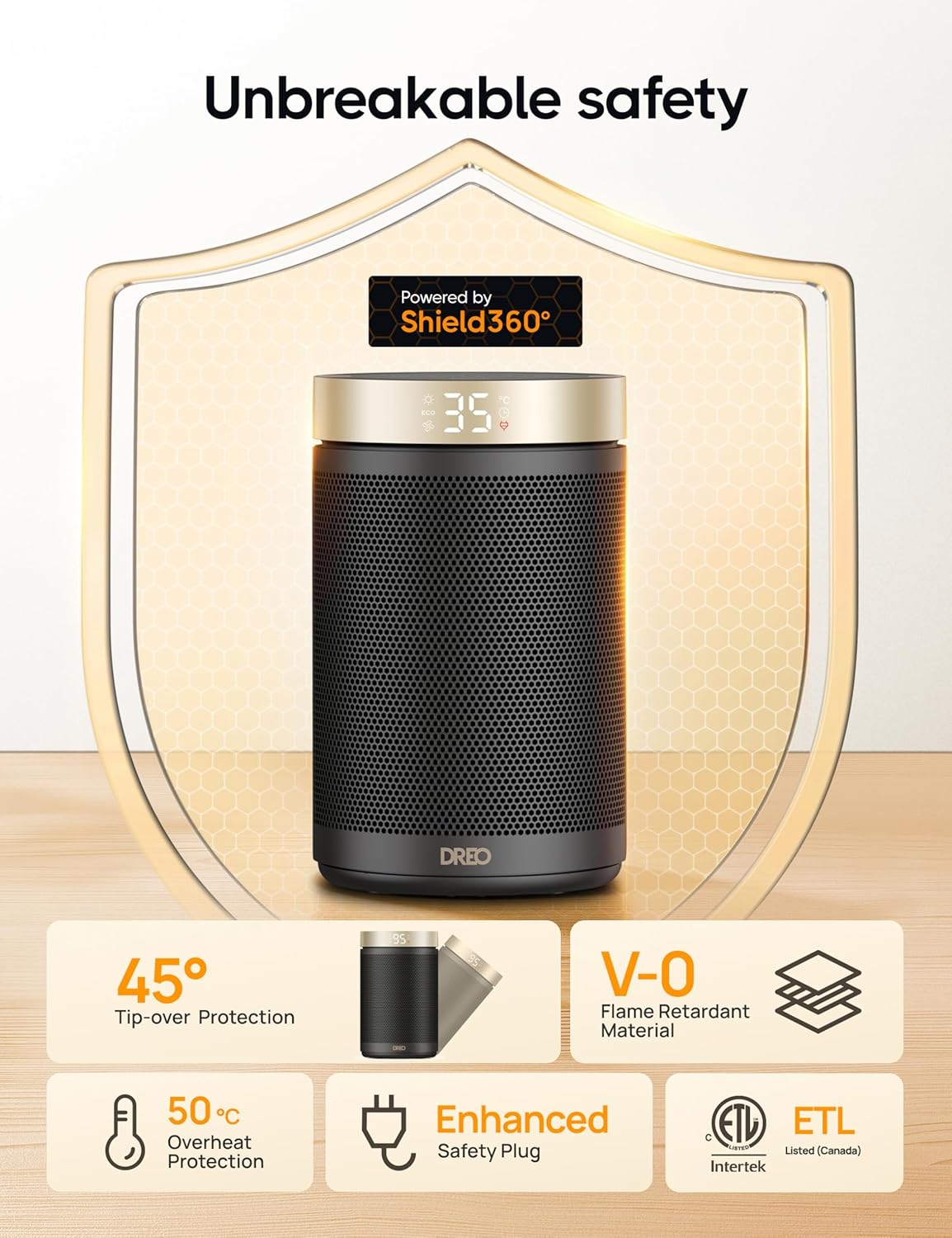 DREO Space Heater for Indoor Use, 1500W PTC Ceramic Safety Heater