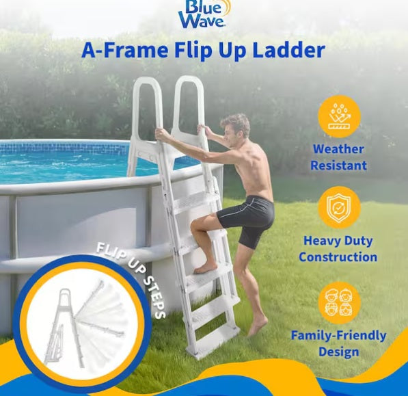 Blue Wave NE1222 A-Frame Flip Up Ladder for Above Ground Pools