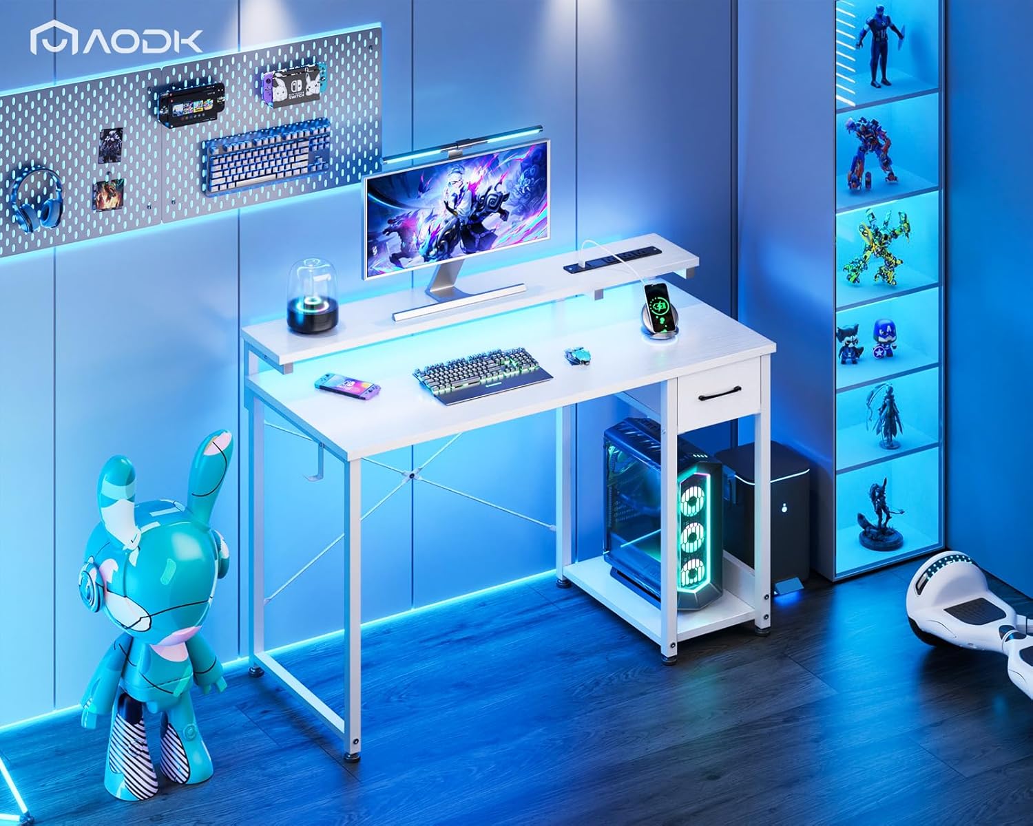 AODK Gaming Desk with Monitor Shelf, 40 Inch