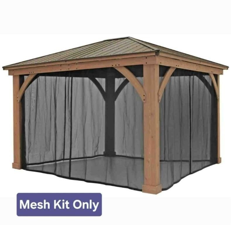 Yardistry Meridian Mosquito Mesh Kit, Premium Phifer UV-Resistant Mesh, 12' x 14', Black
