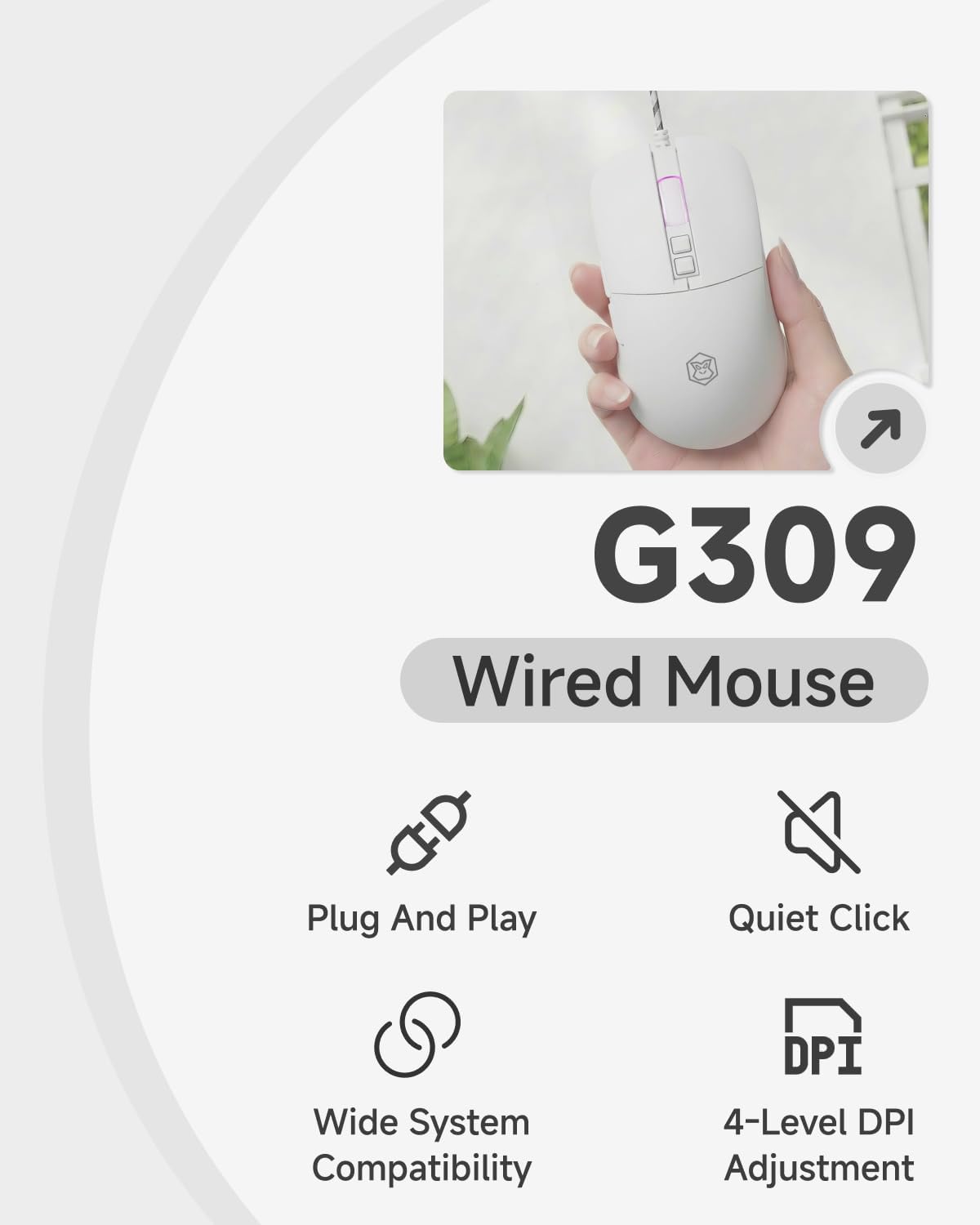 EWEADN G309 Wired Mouse, 7-Button