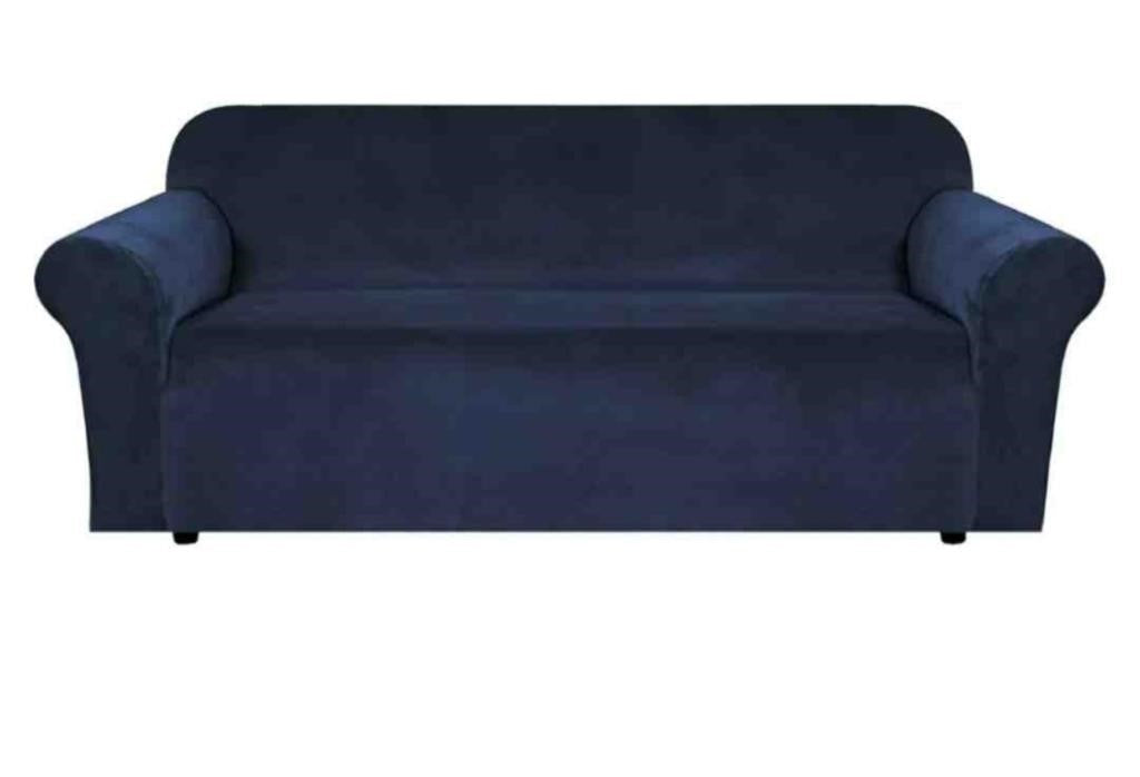 Thick Velvet Stretch Sofa Covers, (Sofa 3 Seater, Navy) 72 inch -90 inch |