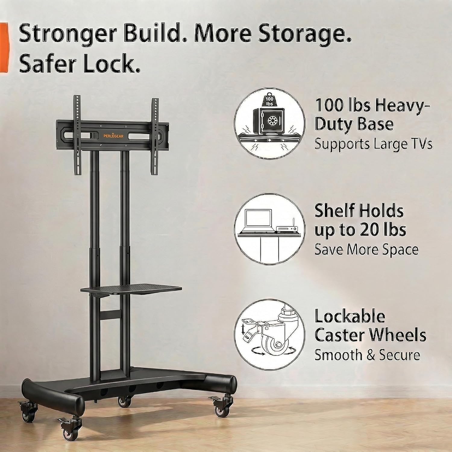 Mobile TV Cart for 32-83 Inch Flat/Curved LED/LCD/OLED TVs Rolling