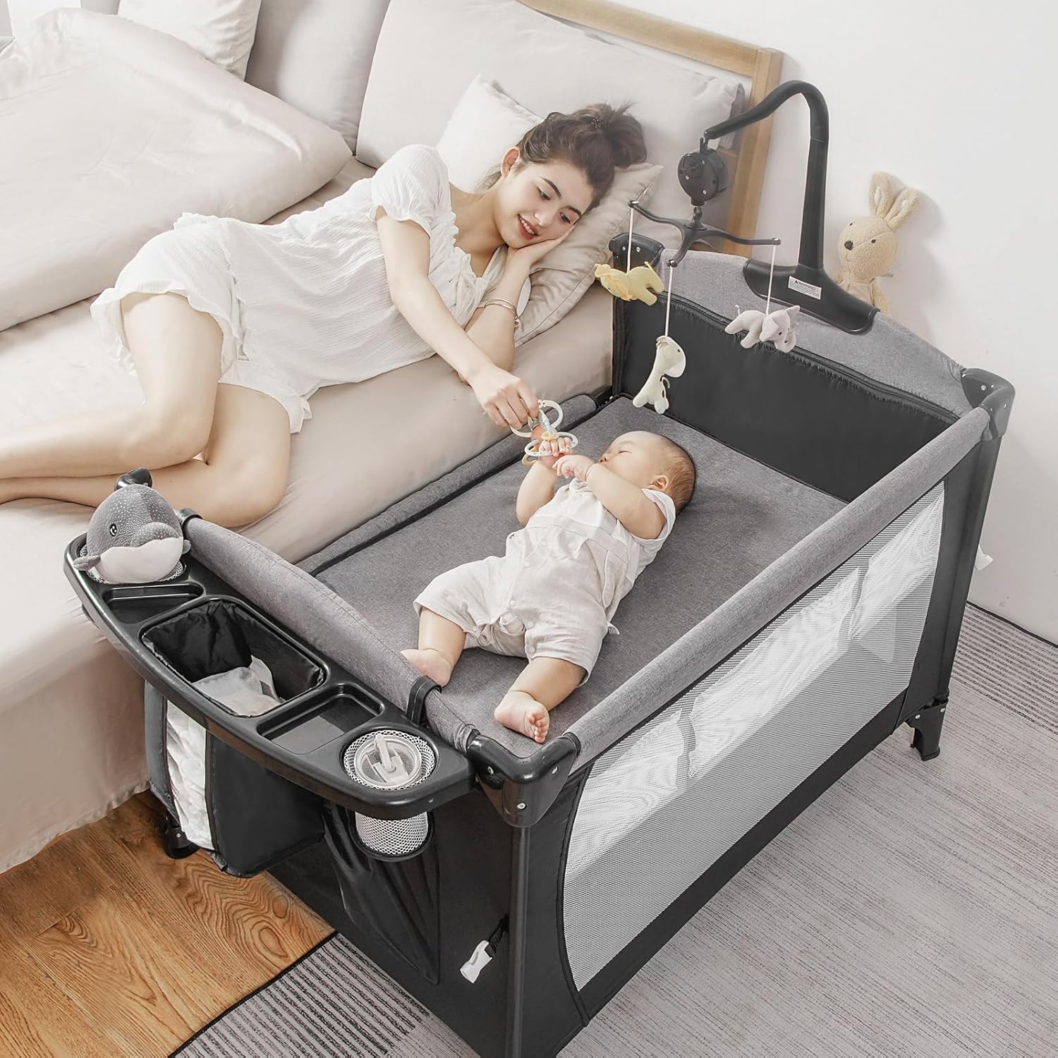 5 in 1 Pack and Play, Baby Bassinet Beds