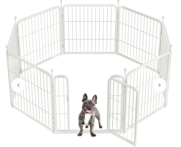 Rollick Dog Playpen, Indoor, Yard & RV Camping, 24"*24", 7 Panels, White