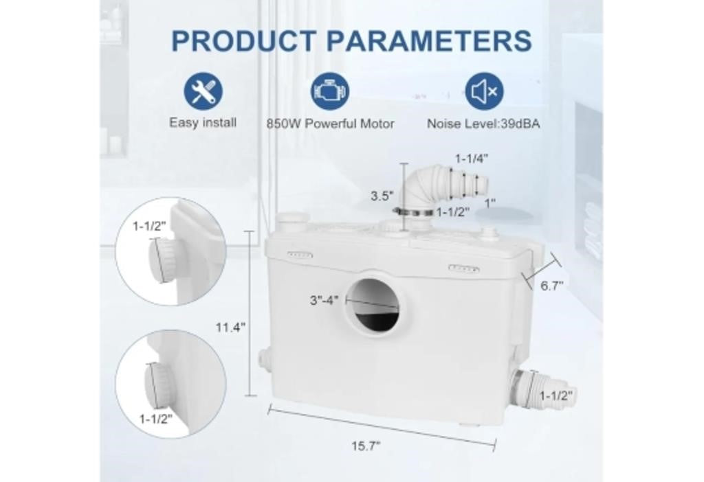 800Watt Macerator Pump, Macecrating Toile