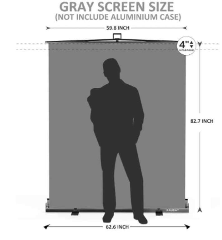 Raubay Easy Set-Up Collapsible Gray Backdrop Screen Portable, 60"x82"