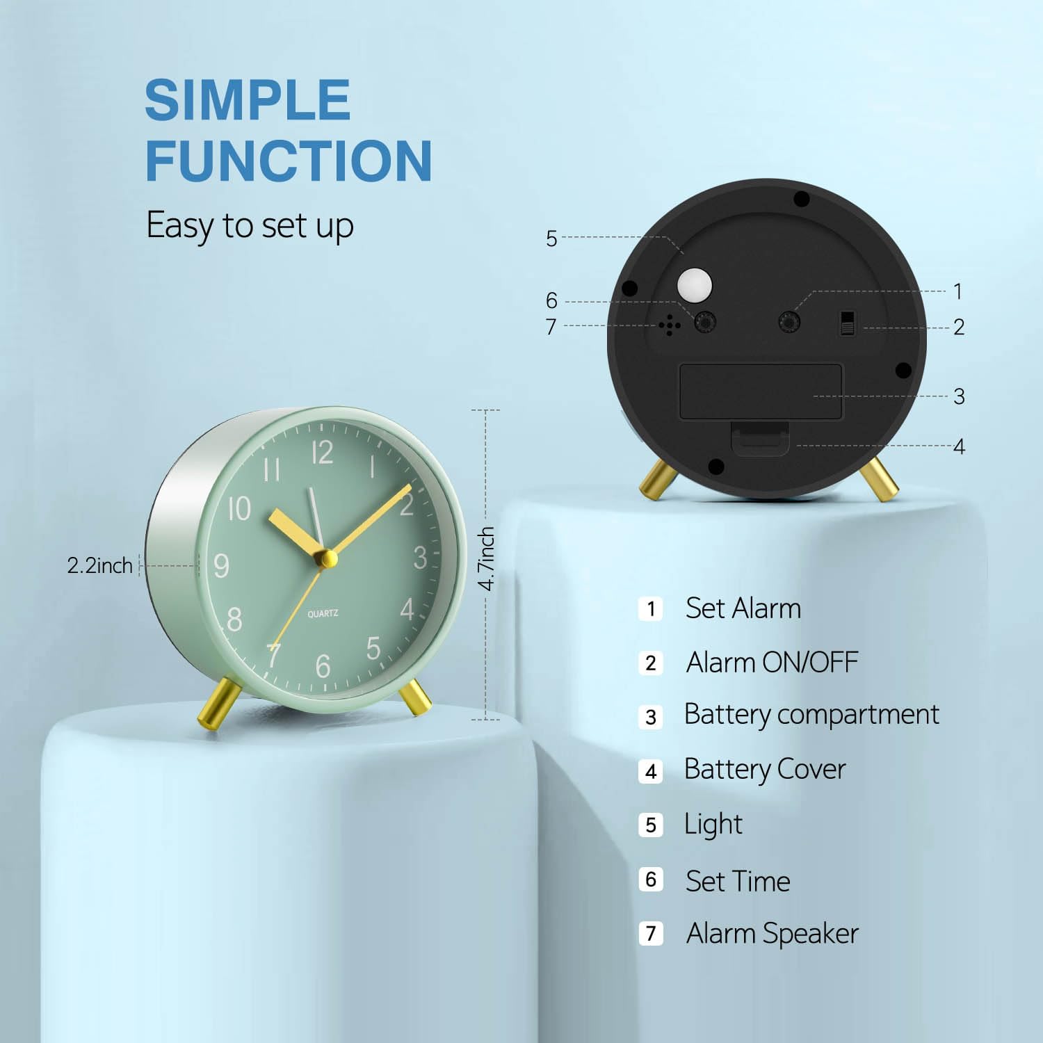 Zonopy Analog Alarm Clock,
