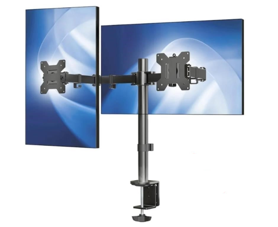 VIVO Dual Monitor Desk Mount, Holds 2 Computer Screens up to 30 inch. Black, STAND-V002