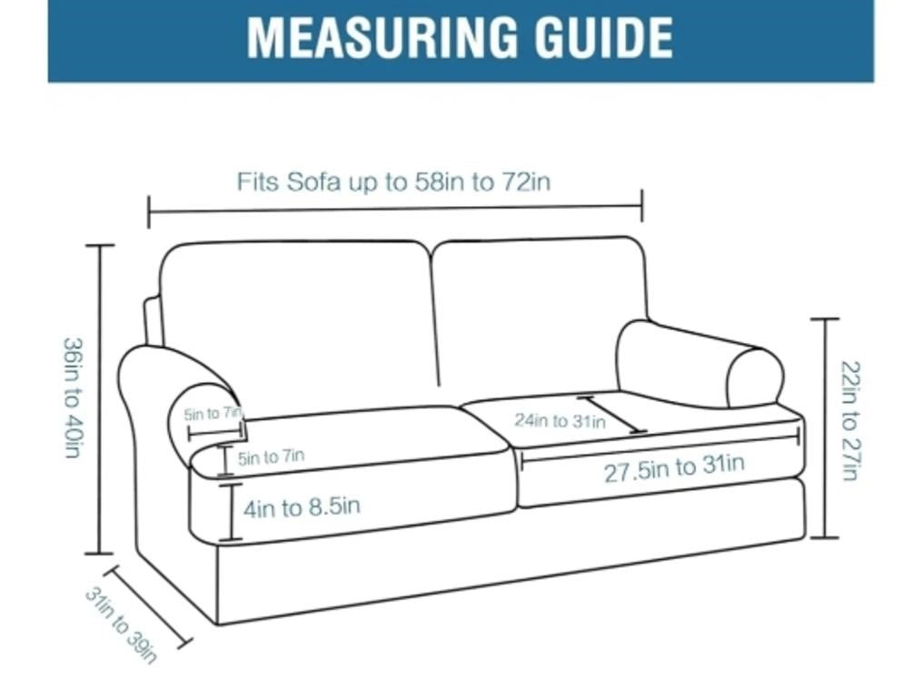 H.VERSAILTEX Sofa Cover 3PC, Loveseat - Stone Blue, 99D x 182W x 101H Cm