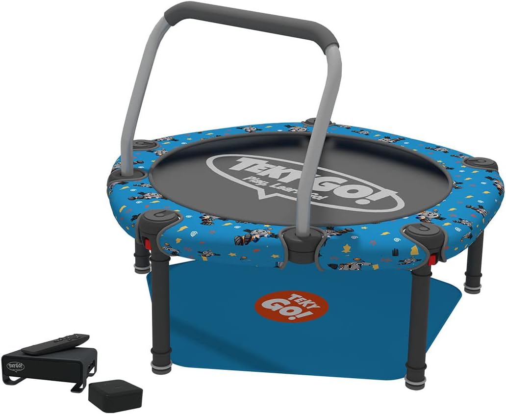 TekyGo! Plus Junior Bouncer Bundle, Plug & Play Interactive Educational Games for Toddlers, Indoor Trampoline and Sensor with 10 Pre-Installed Games
