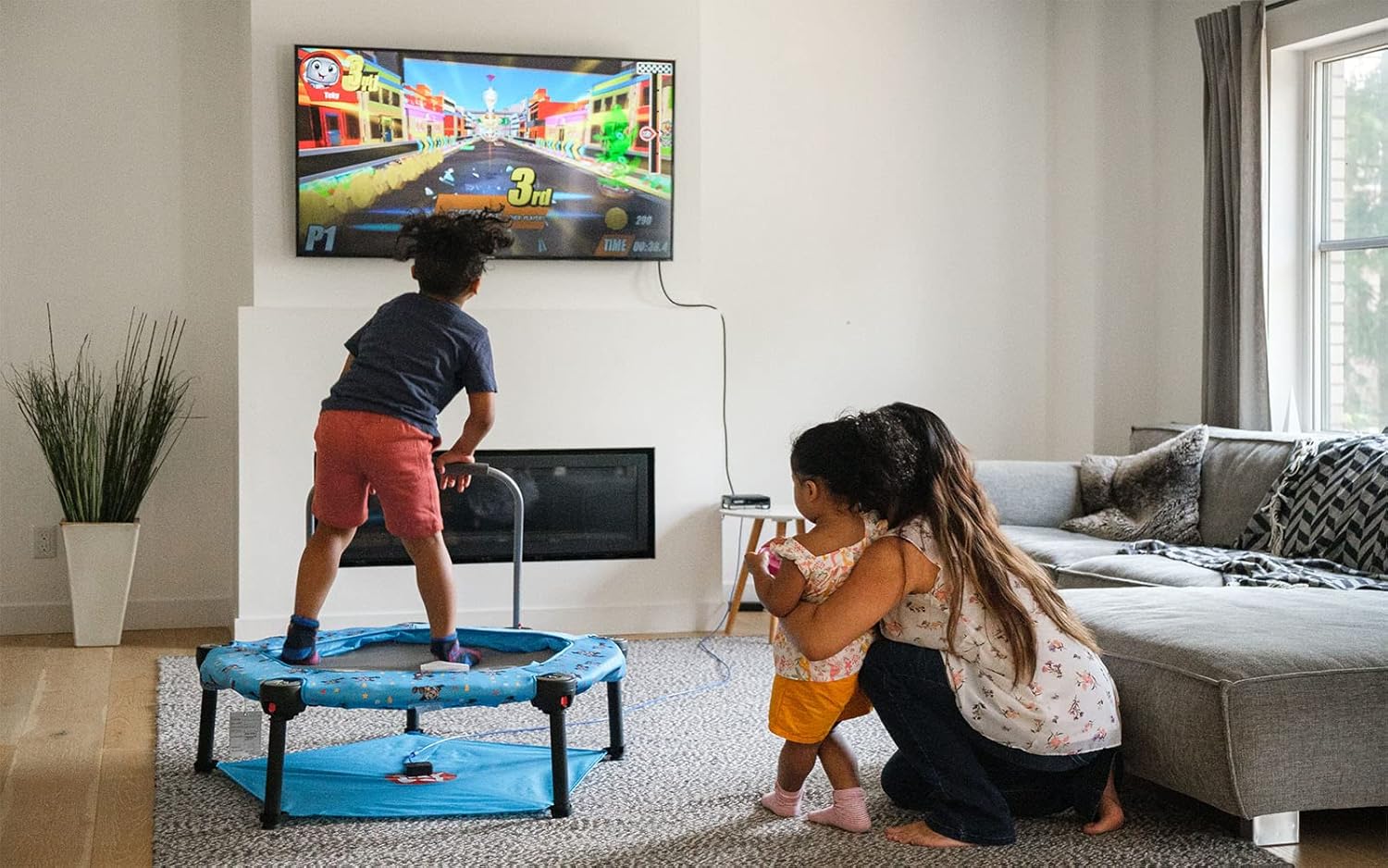 TekyGo! Plus Junior Bouncer Bundle, Plug & Play Interactive Educational Games for Toddlers, Indoor Trampoline and Sensor with 10 Pre-Installed Games