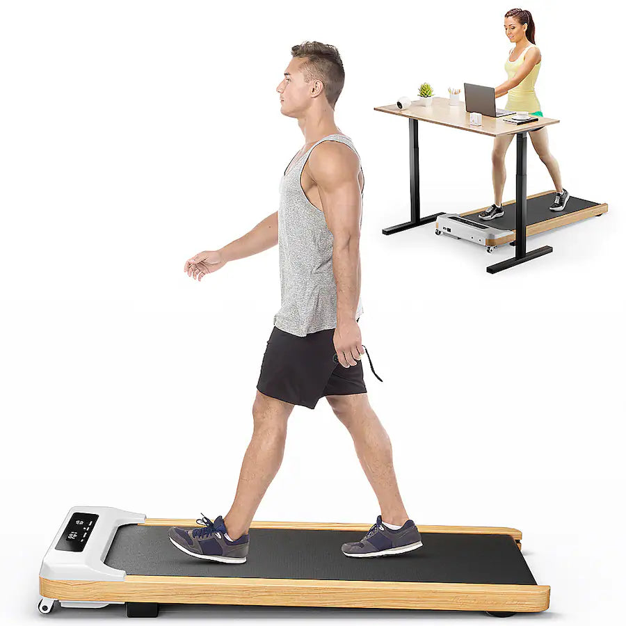 Costway Walking Pad Under Desk Treadmill, SP38090US-GR, Grey/Black/Natural