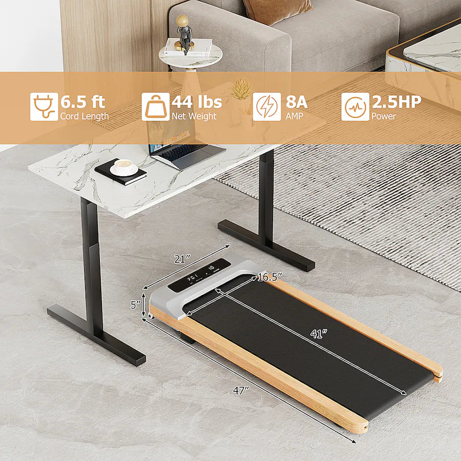 Costway Walking Pad Under Desk Treadmill, SP38090US-GR, Grey/Black/Natural