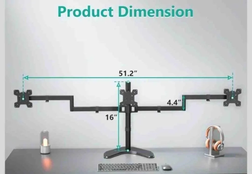 WALI Triple Monitor Stand up to 27 inch,