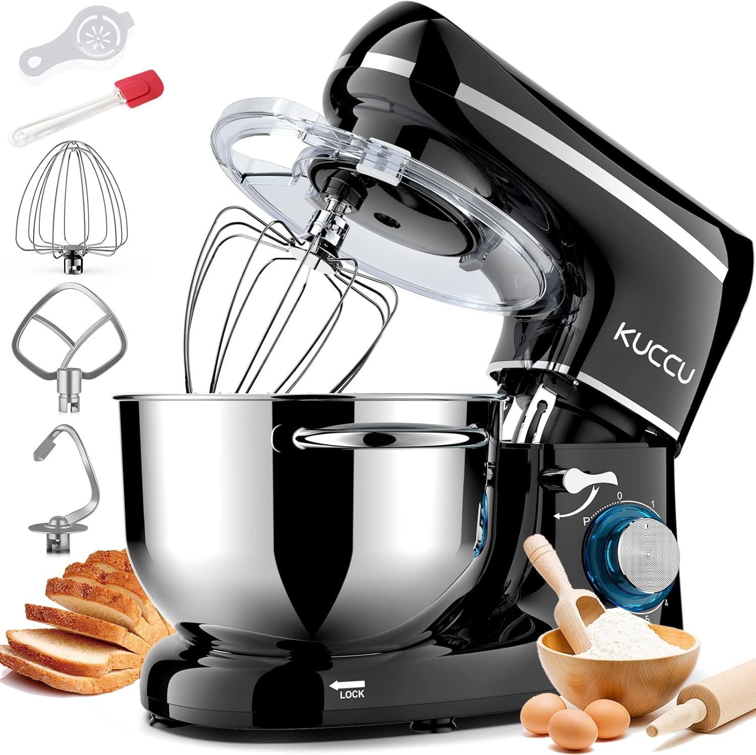 KUCCU Stand Mixer, 6.5 Qt 660W, 6-Speed