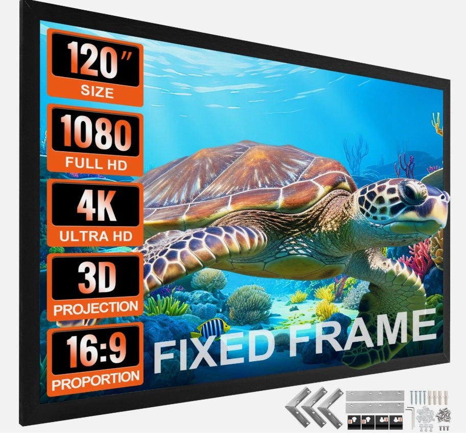 120-inch 16:9 Fixed Frame 3D Projection Screen for 4K HDTV Cinema and Home