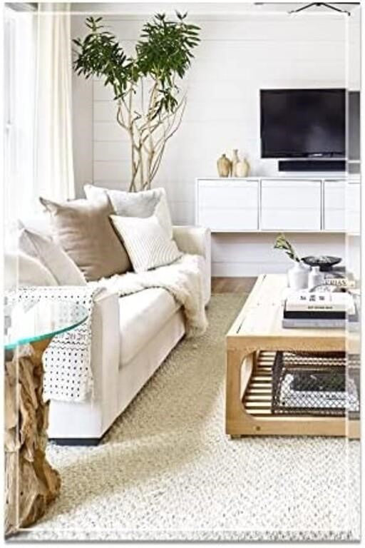 Frameless Rectangle Mirror, Beveled Edge Bathroom Mirror for Wall, Vanity, Washroom, Living Room and More