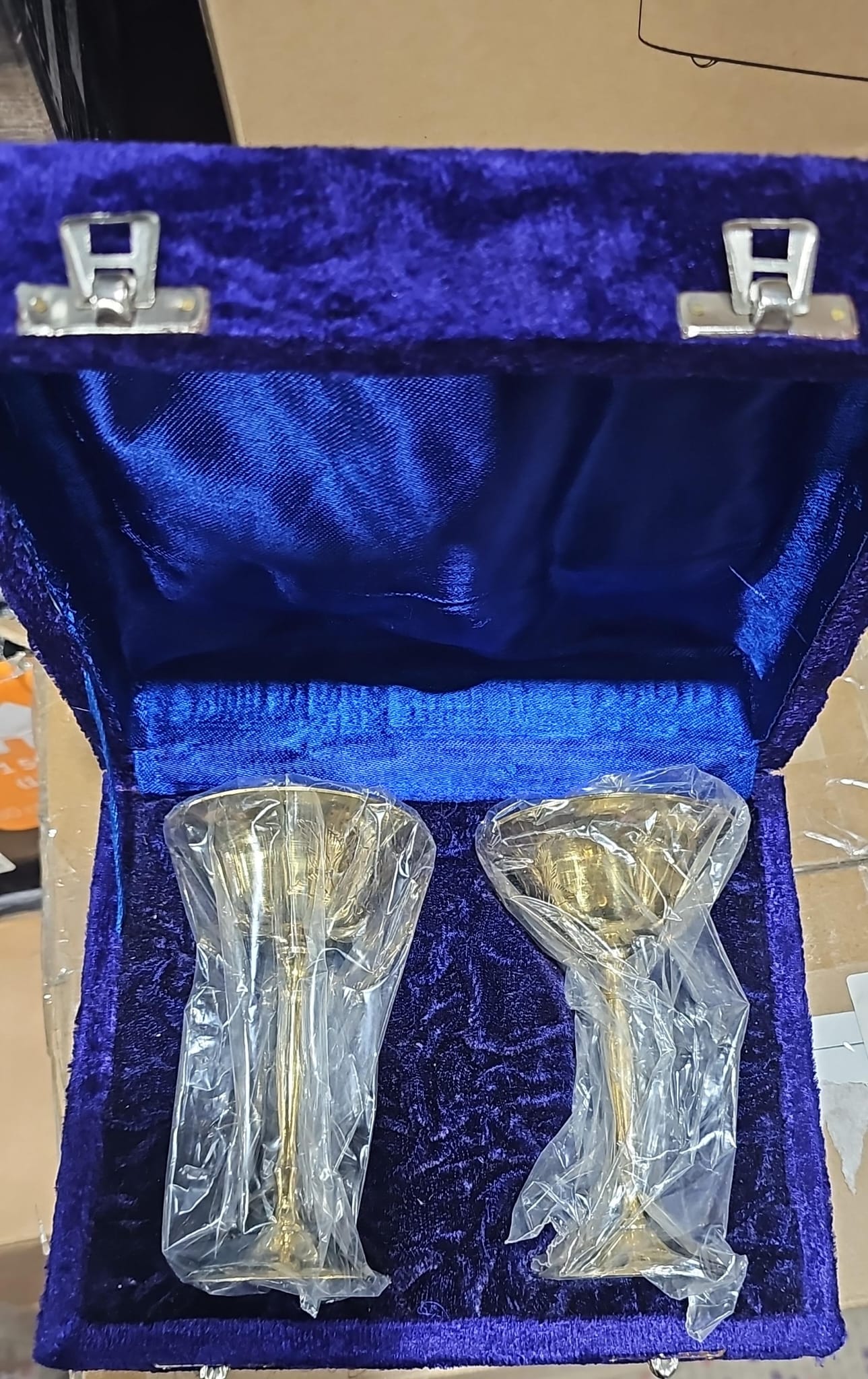 Vintage Pair of Brass Wine goblets