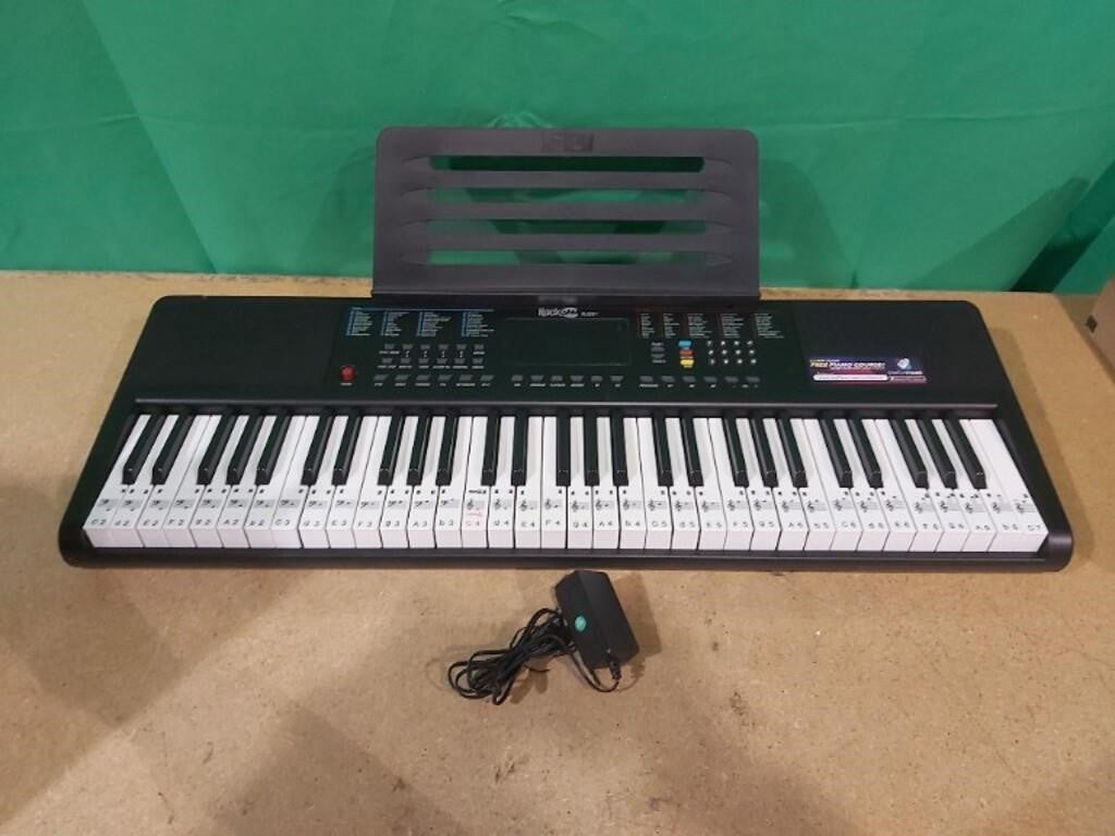 RockJam 61-Key Compact Keyboard with Sheet Music Stand, Power Supply