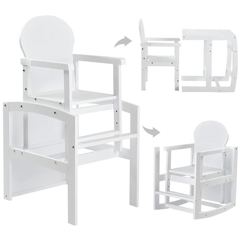 FUNLIO 3-in-1 Convertible Wooden High Chair, Premium Solid Wood Highchair For Toddler