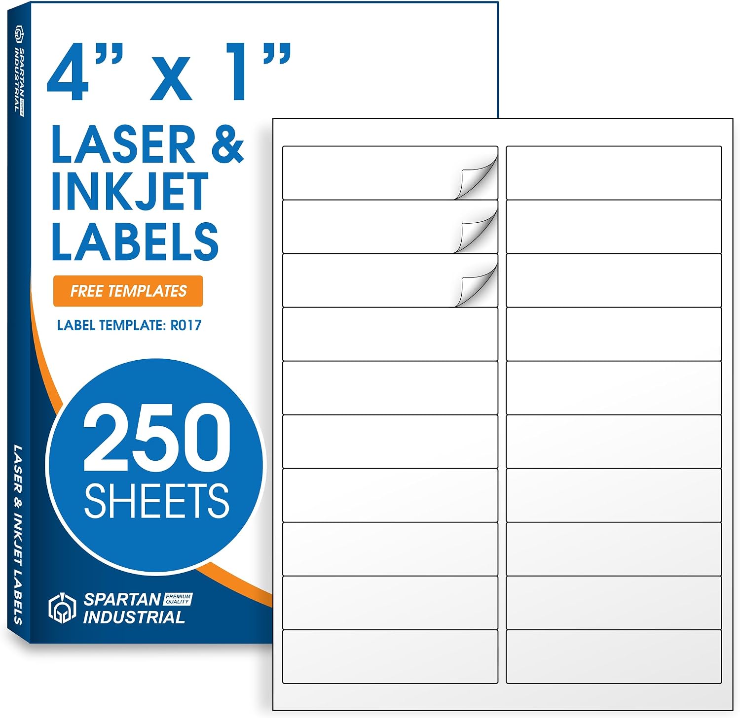 4" X 1" Matte White Printable Labels, 250 Sheets, 5000 Total Paper Stickers/Pack, R017