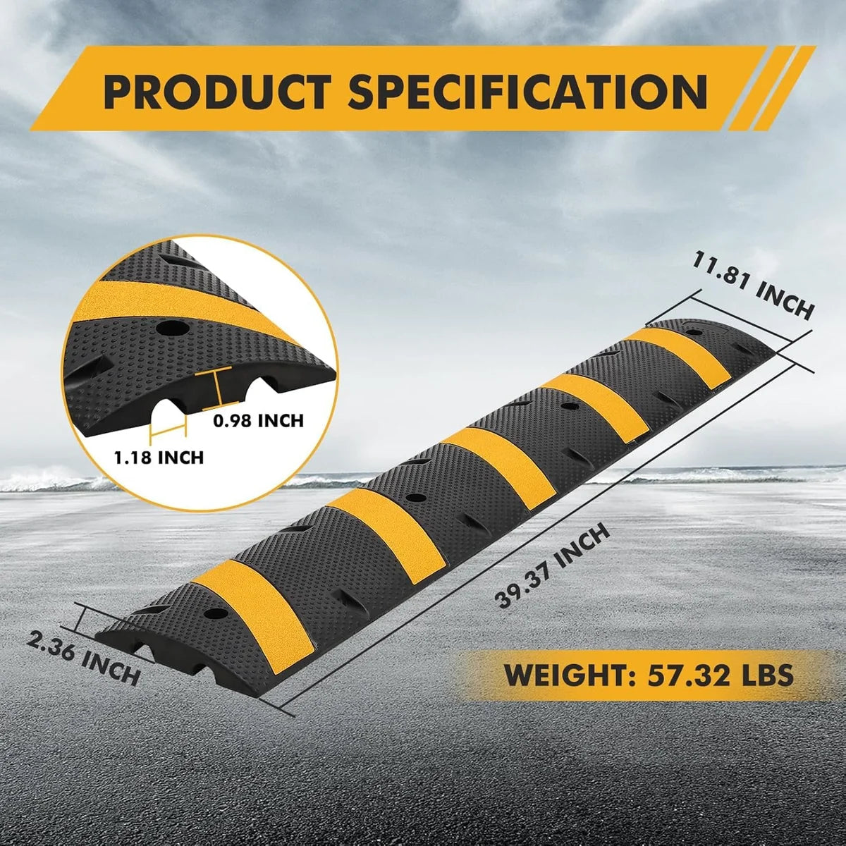 Rubber Speed Bump, Garvee 2PCS 6FT