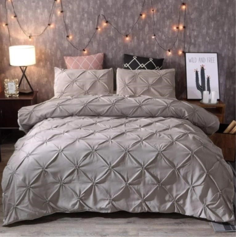 Feelyou King Duvet Cover Set Pinch Pleated