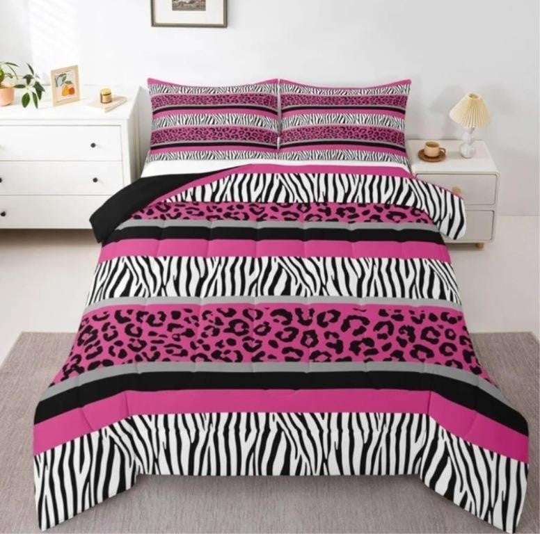 Feelyou Zebra Stripes Comforter Leopard Print Comforter Set