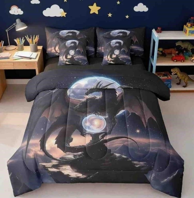 Erosebridal Purple Dragon Queen Bedding Set