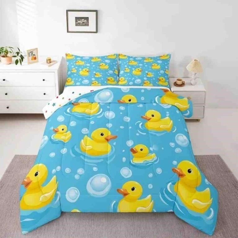 Erosebridal Kids Full Size 3 Piece Yellow Rubber Duck Bedding Set