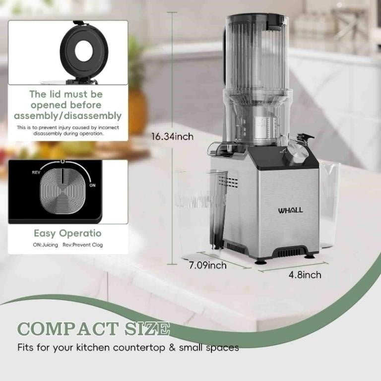 WHALL Slow Masticating Cold Press Juicer Machine