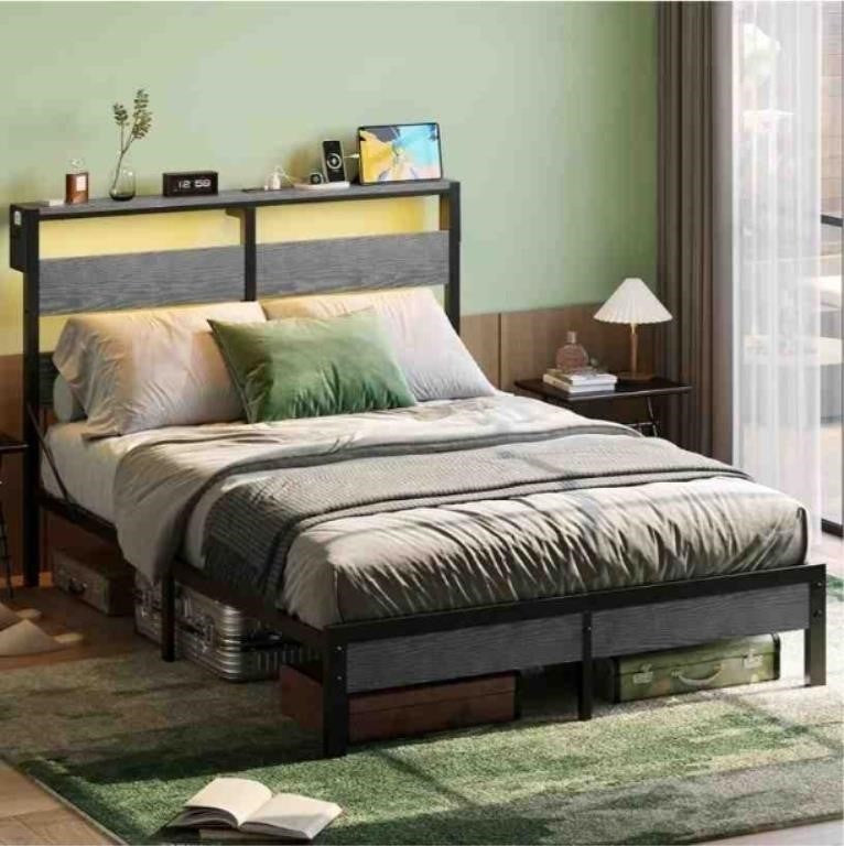 Bestier Queen Bed Frame with Headboard and Charging Station