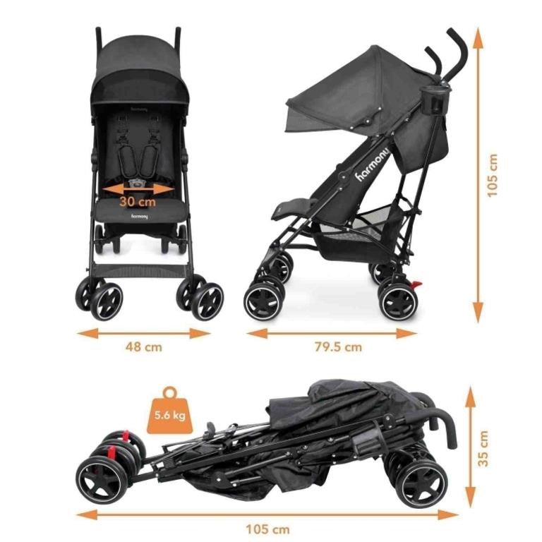 Harmony Juvenile Products Harmony Aspire Deluxe Umbrella Fold Stroller, Black