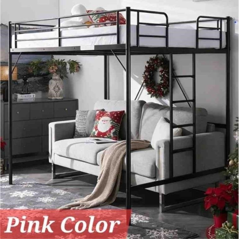 VINGLI Loft Bed Full Size with Flat Rungs