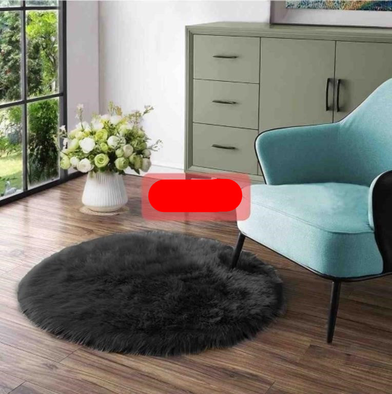 White Faux Fur Rug Small Round- TENNOLA