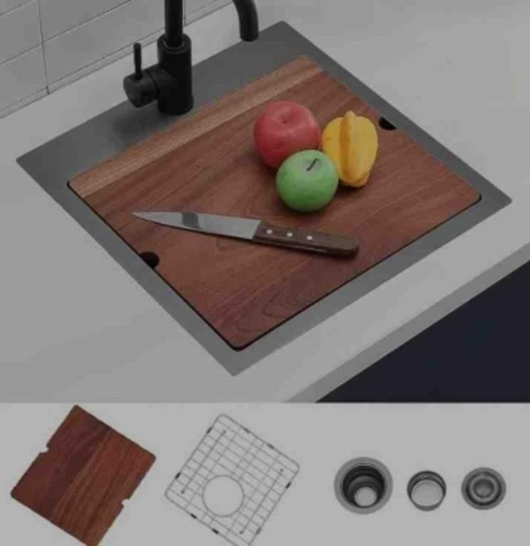 18 x 18 Inch Balck Drop in Bar Sink, 18 Inch T