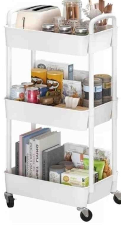 Sywhitta 3-Tier Plastic Rolling Utility Cart