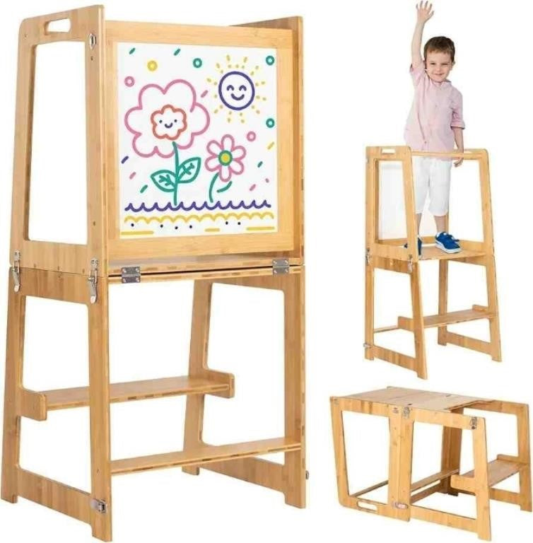 Birch and Key Toddler Tower. 3-in-1 Foldable Toddler Kitchen Step Stool