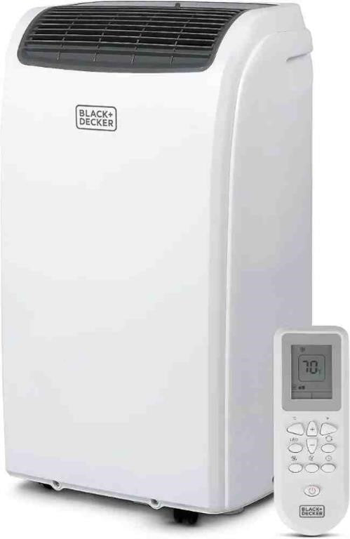 BLACK+DECKER Portable Air Conditioner, 12,000 BTU for Rooms up to 550 Sq. Ft., Portable AC with Follow Me Remote Control and Window Kit, BPACT12WT, White