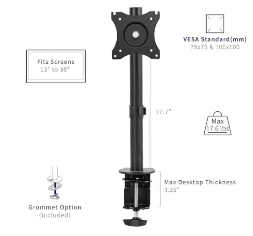 VIVO Single 13 to 38 inch LCD Monitor Heavy Duty Desk Mount Stand
