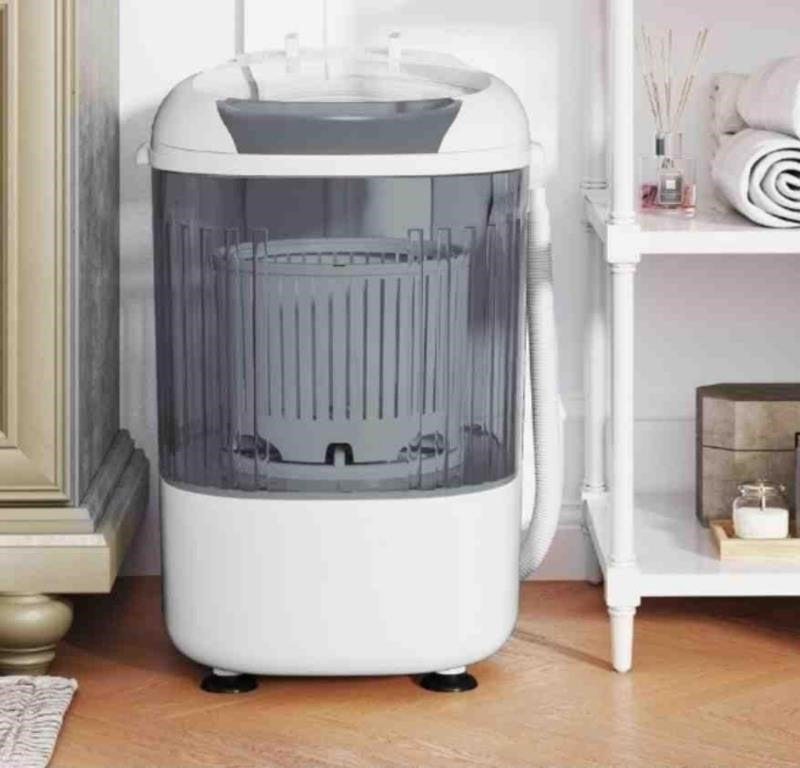 COSTWAY Portable Washing Machine, 2-in-1 Laundry Washer and Spin Combo with 10 Programs, 8.8lbs Capacity, Drain Pump and LED Display, Full Automatic, Grey -