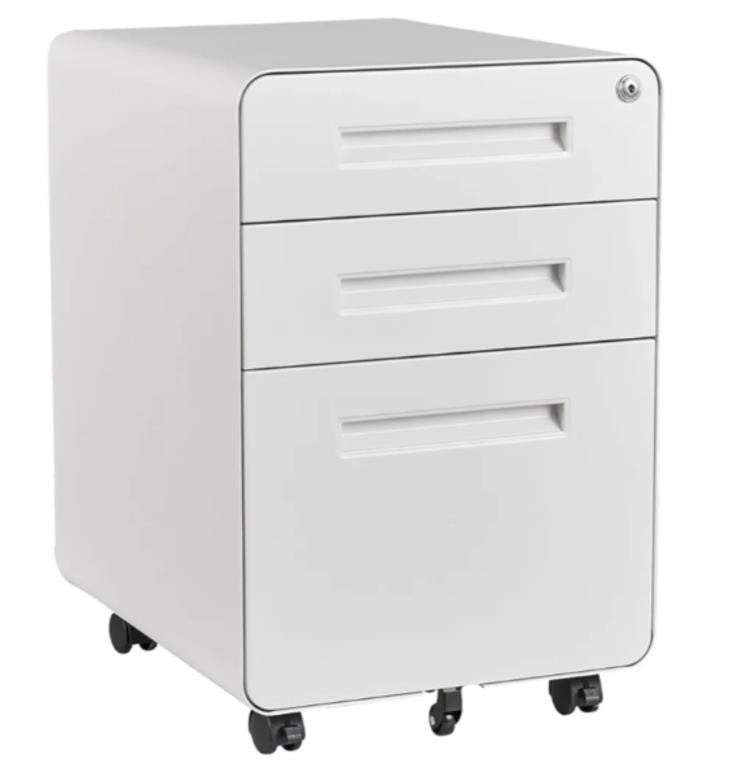AFAIF 3 Drawer File Cabinet, Fully Assembled Mobile File Cabinets with Lock, 22"*18"*16", WHITE