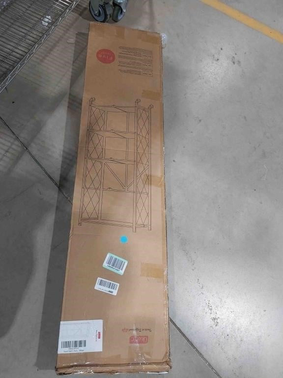 DEANIC Foldable Bookshelf, 5-Tier Storage Shelves, white, 24.2" x 11.1" x 60.4"