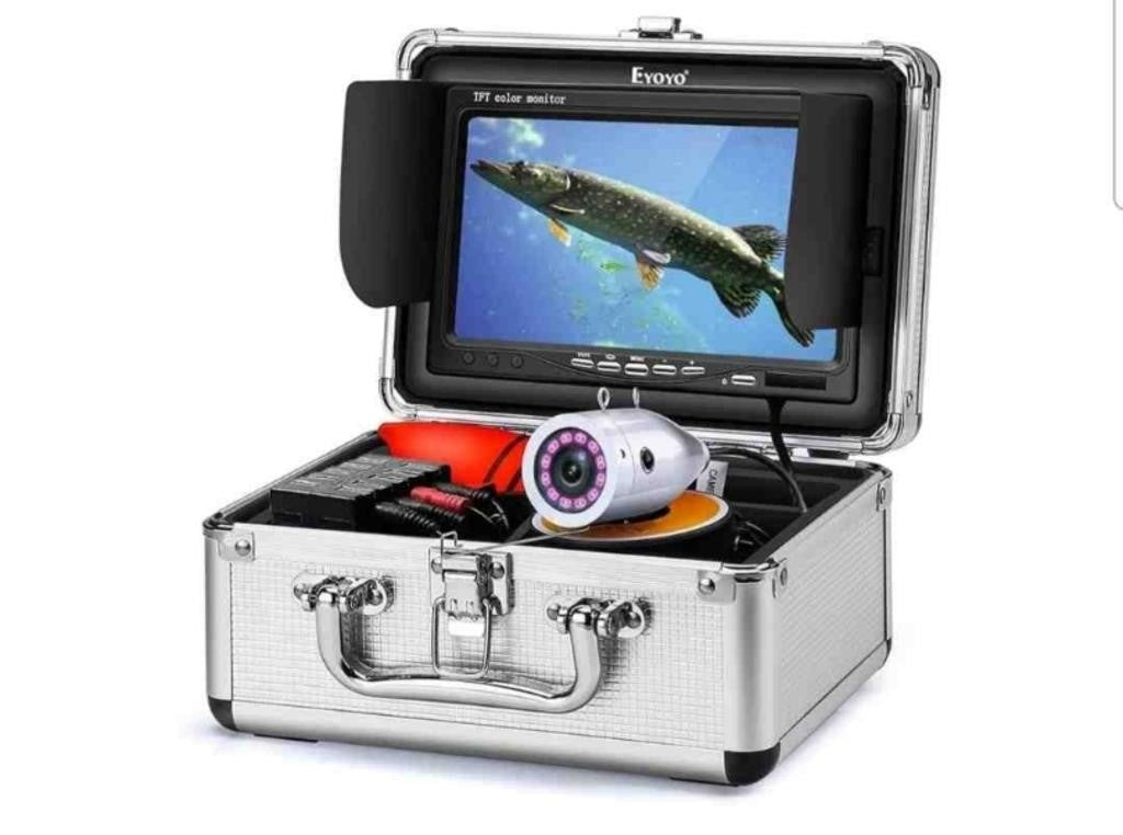 Eyoyo Underwater Fishing Camera 7 inch Color Screen 1000TVL Waterproof IR Camera for Lake Boat Sea Ice Fishing (7" 15m)