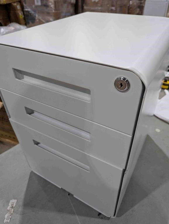 AFAIF 3 Drawer File Cabinet, Fully Assembled Mobile File Cabinets with Lock, 22"*18"*16", WHITE