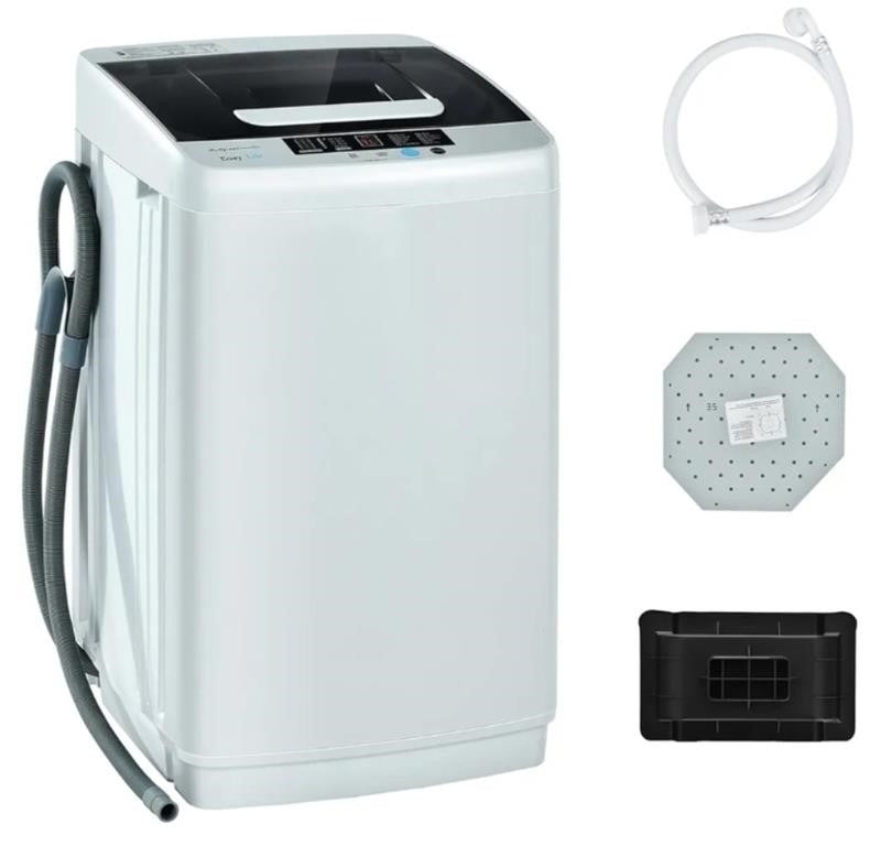 COSTWAY Portable Washing Machine, 2-in-1 Laundry Washer and Spin Combo with 10 Programs, 8.8lbs Capacity, Drain Pump and LED Display, Full Automatic Washer for Apartment, RVs, Dorm, Grey -