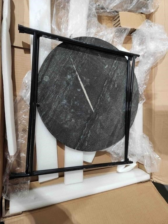 Round Coffee Table, Marble Top, Small, Black